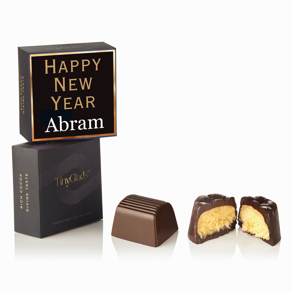 TinyGlads Personalized Happy New Year Chocolate Gift Box | 9 Truffles