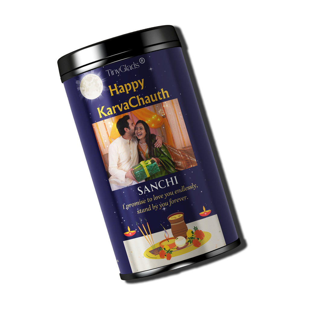 Custom Photo Karwa Chauth Gourmet Chocolate Jar