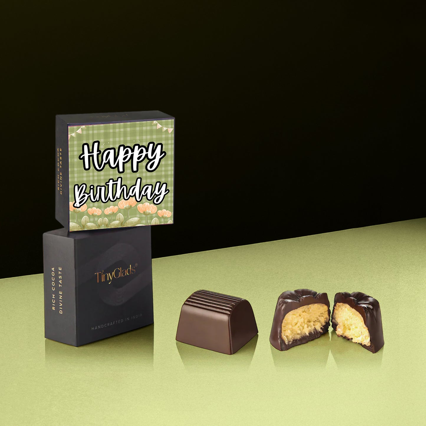 Premium truffle chocolate gift box with six bite-sized chocolate treats