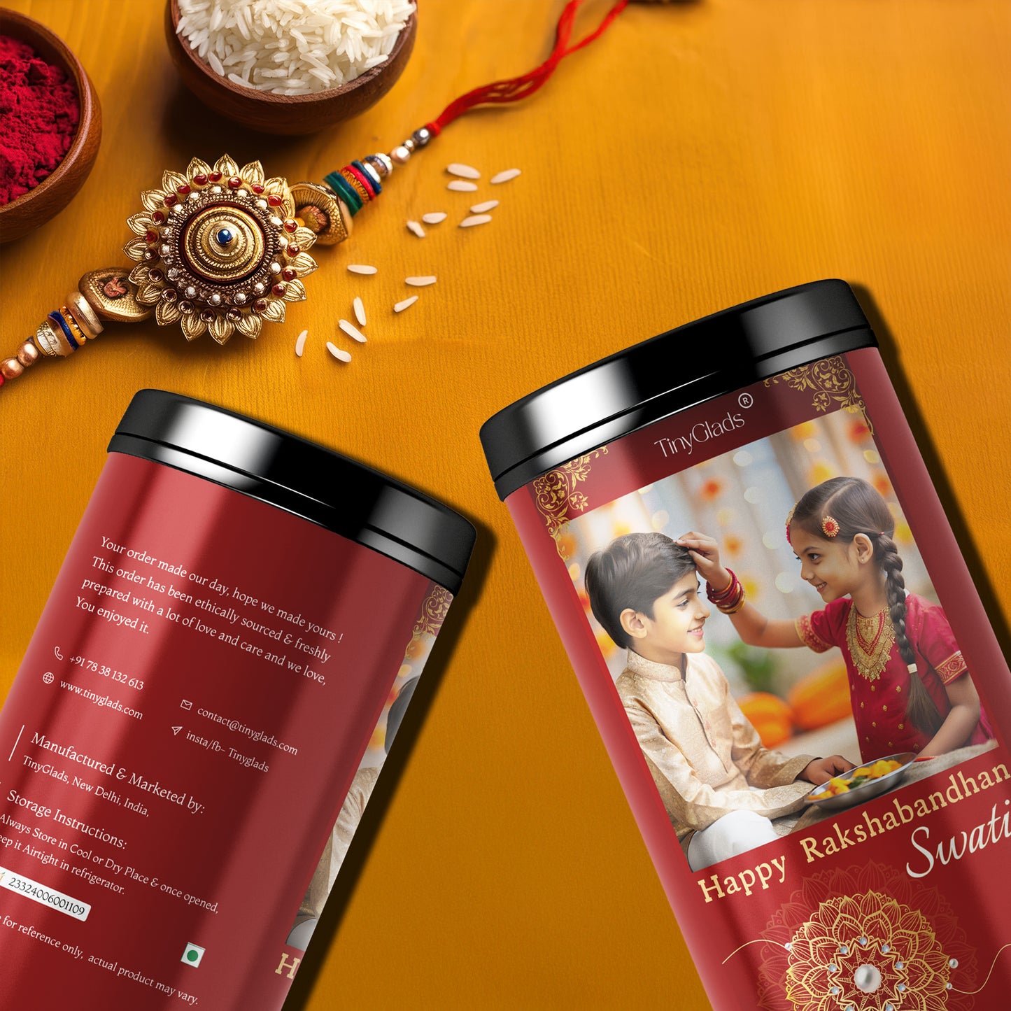 TinyGlads Rakhi Memories Personalized Chocolate Truffle Jar | 12 Truffles