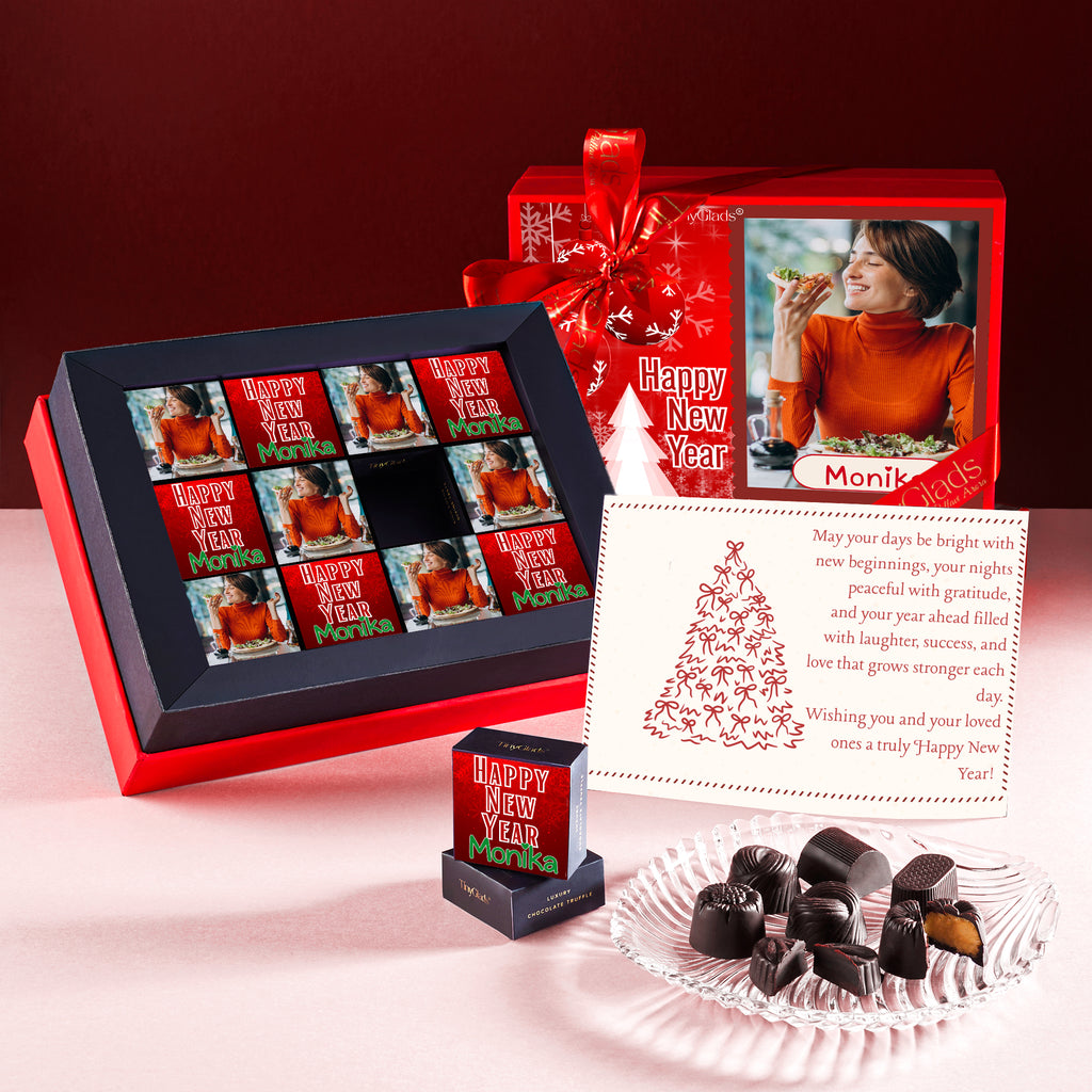 New Year Celebration Photo Chocolate Box – Custom Name Gift