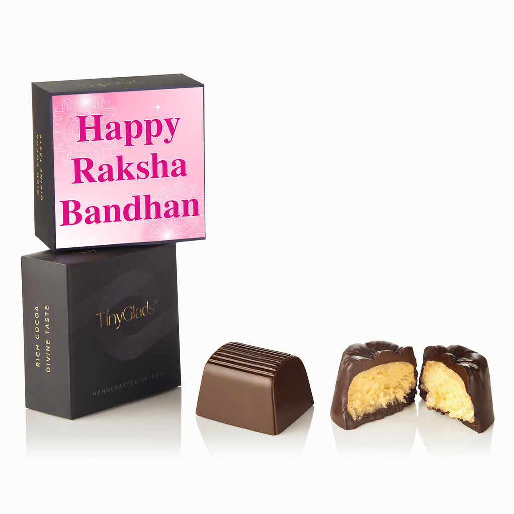 TinyGlads Pink Edition Rakhi Chocolate Box | 6 Gourmet Truffles