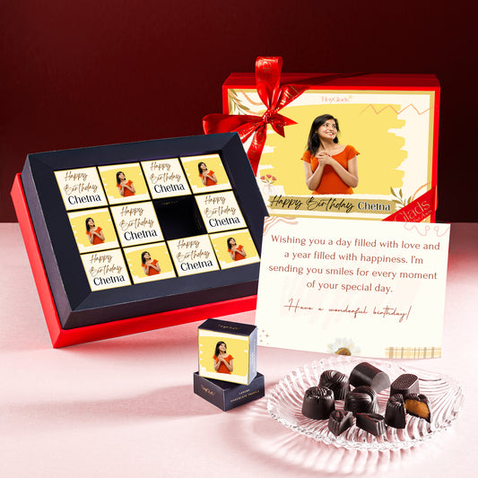 Photo Birthday Chocolate Box | 12 Rich & Gourmet Truffles Gift Set