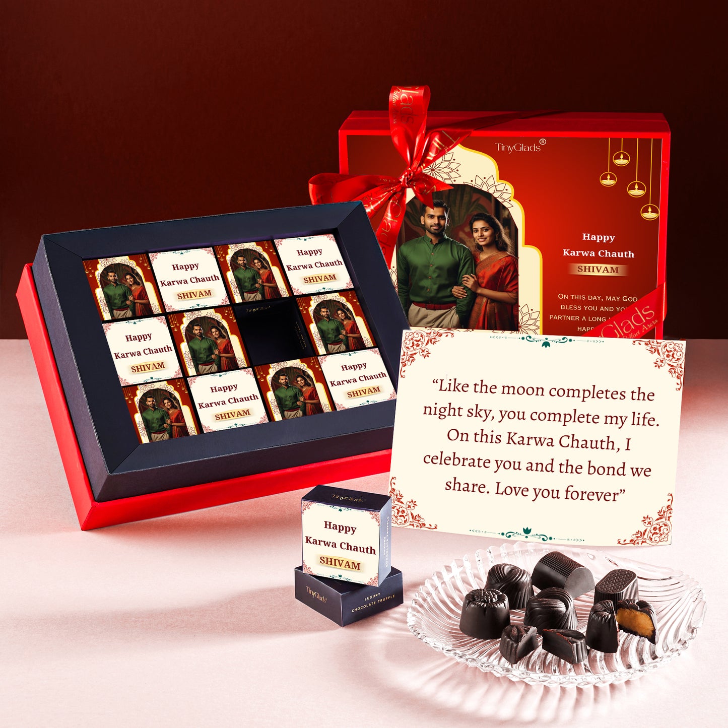 Premium Karwa Chauth Chocolate Box with 12 Handcrafted Chocolates