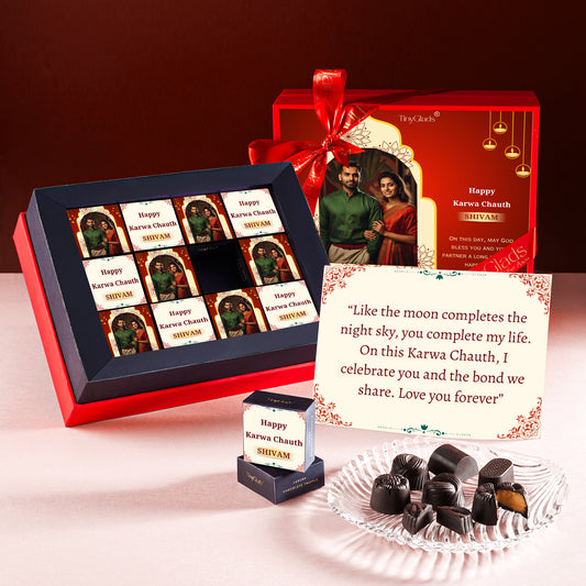 Premium Karwa Chauth Chocolate Box with 12 Handcrafted Chocolates