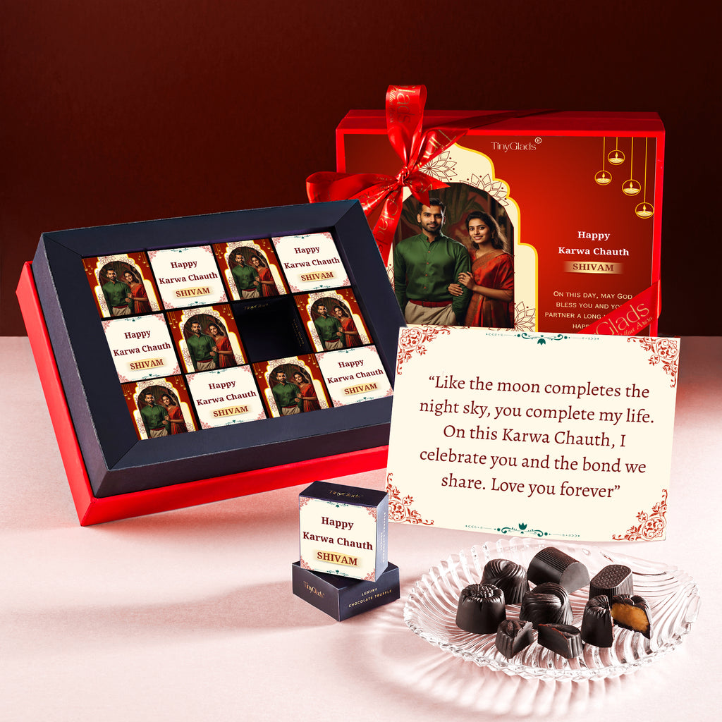 Premium Karwa Chauth Chocolate Box with 12 Handcrafted Chocolates