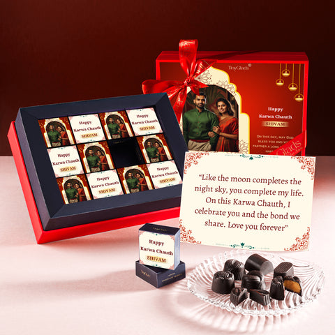 Premium Karwa Chauth Chocolate Box with 12 Handcrafted Chocolates