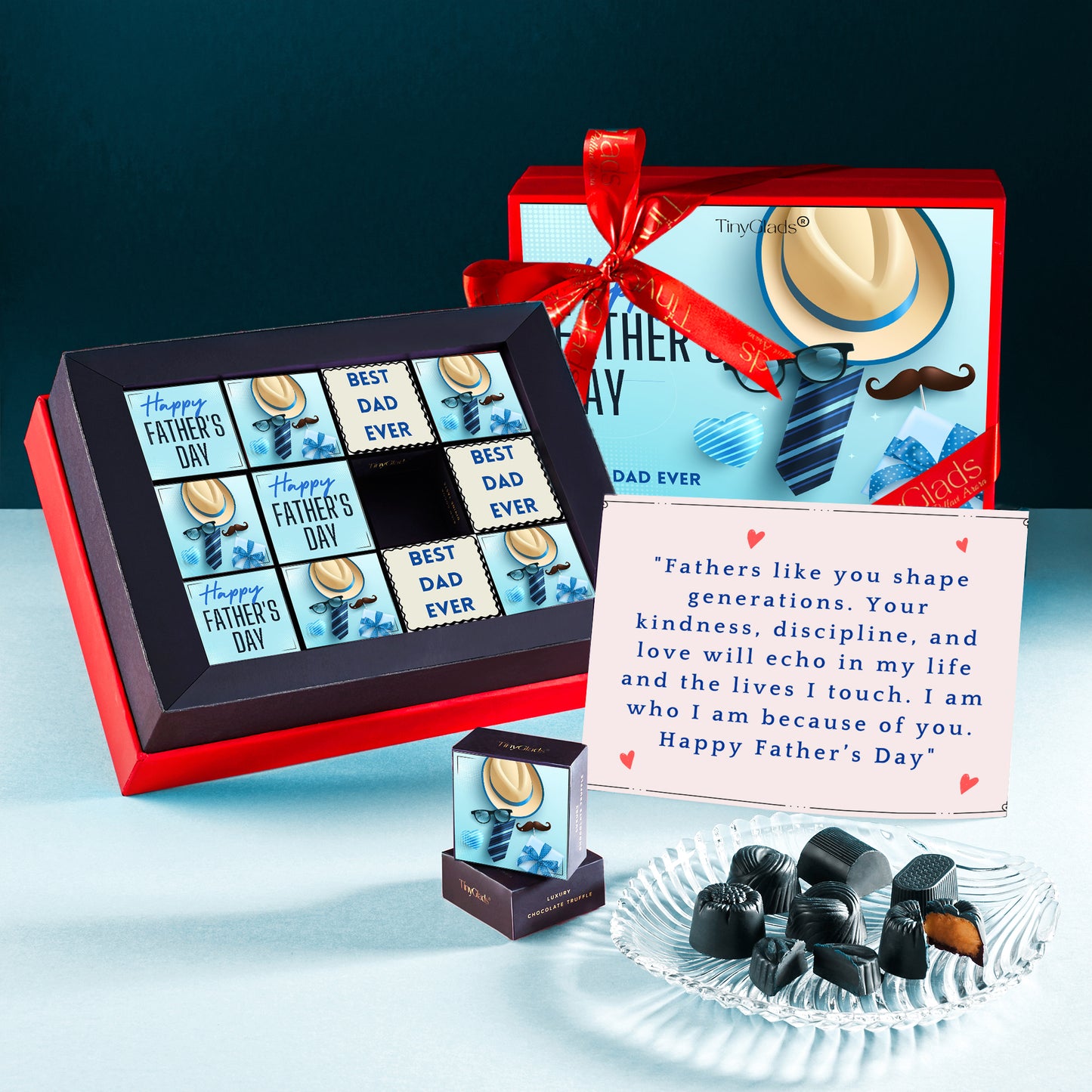 TinyGlads Best Dad Ever Father’s Day Chocolate Gift Box – 12 Pcs Inside