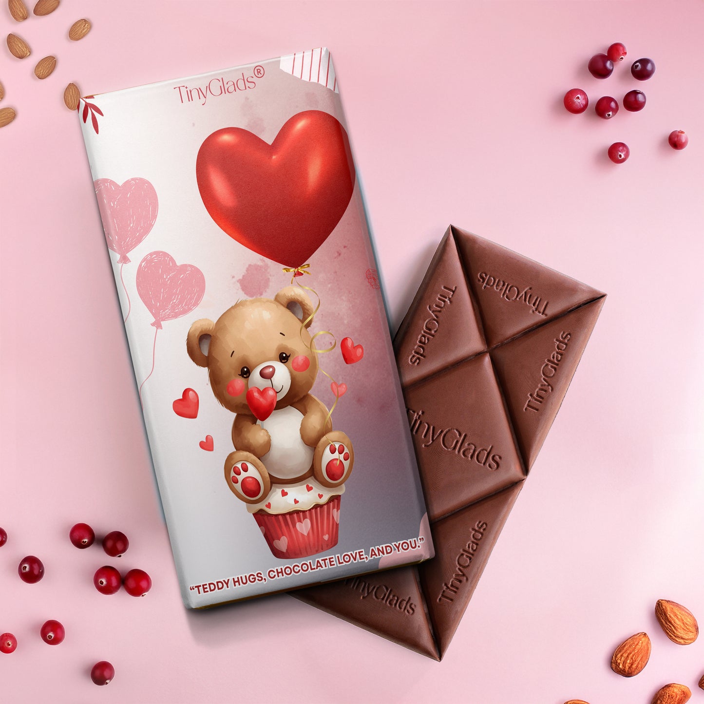 Romantic Valentine Chocolate Gift Box with 6 Truffles, Chocolate Jar & Bar