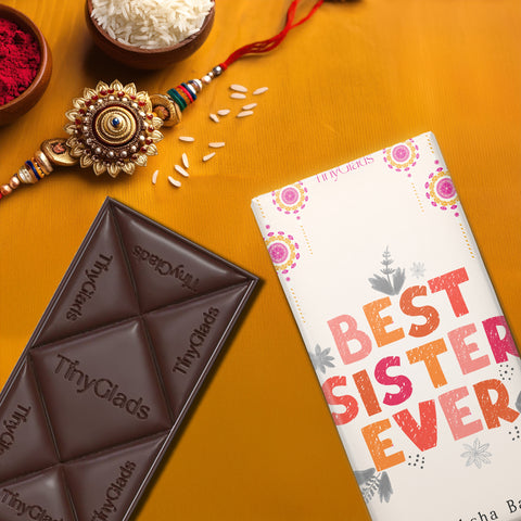 TinyGlads Best Sister Ever Chocolate Bar | Raksha Bandhan Special | 80g