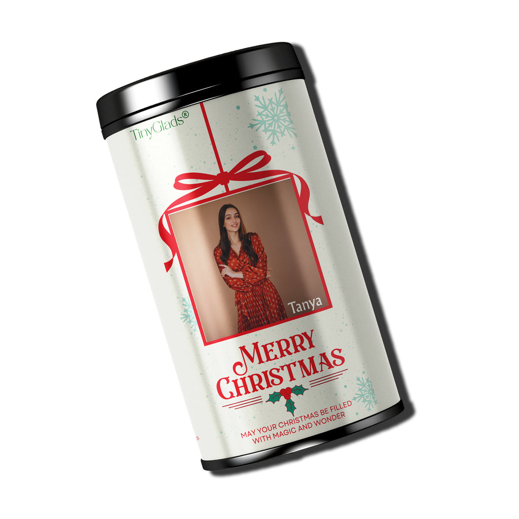 TinyGlads Christmas Snapshot Chocolate Jar | Personalized Photo Gift | 12 Assorted Chocolates