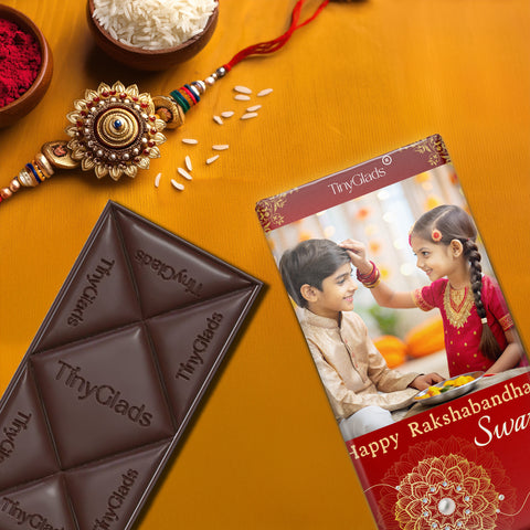 TinyGlads Rakhi Joy Chocolate Bar | Premium Festive Gift | 80g