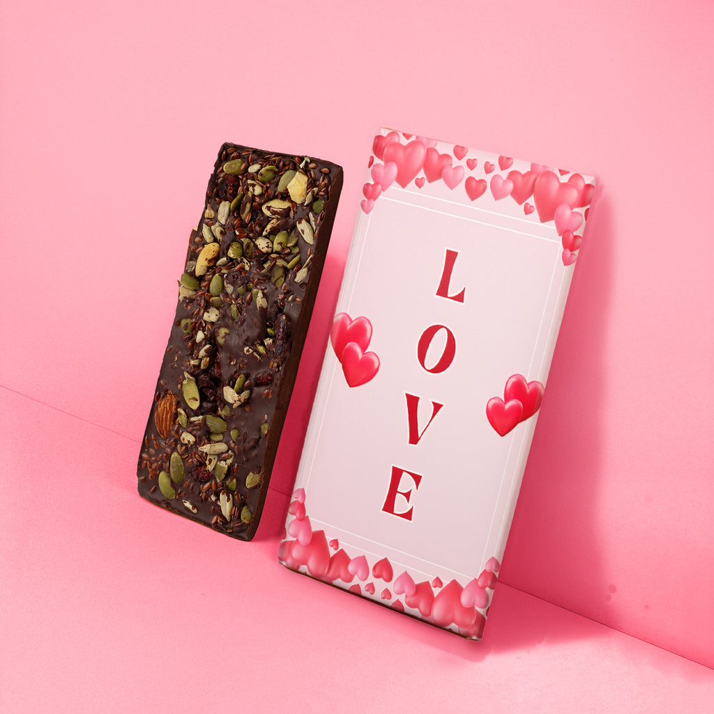 Valentine’s Chocolate Gift Box with 3 Bars & Romantic Message Card