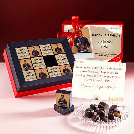 TinyGlads Happy Birthday Chocolate Box | Customized Gift Hamper with Message Card