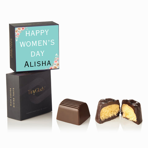 TinyGlads Custom Women's Day Keepsake Chocolate Gift Box | 6 Center-Filled Truffles