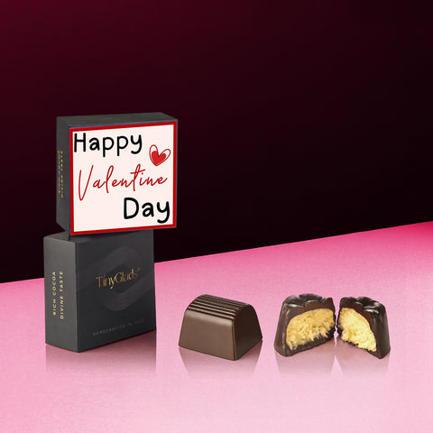 Premium Valentine chocolate gift box with artisan truffles and romantic message design