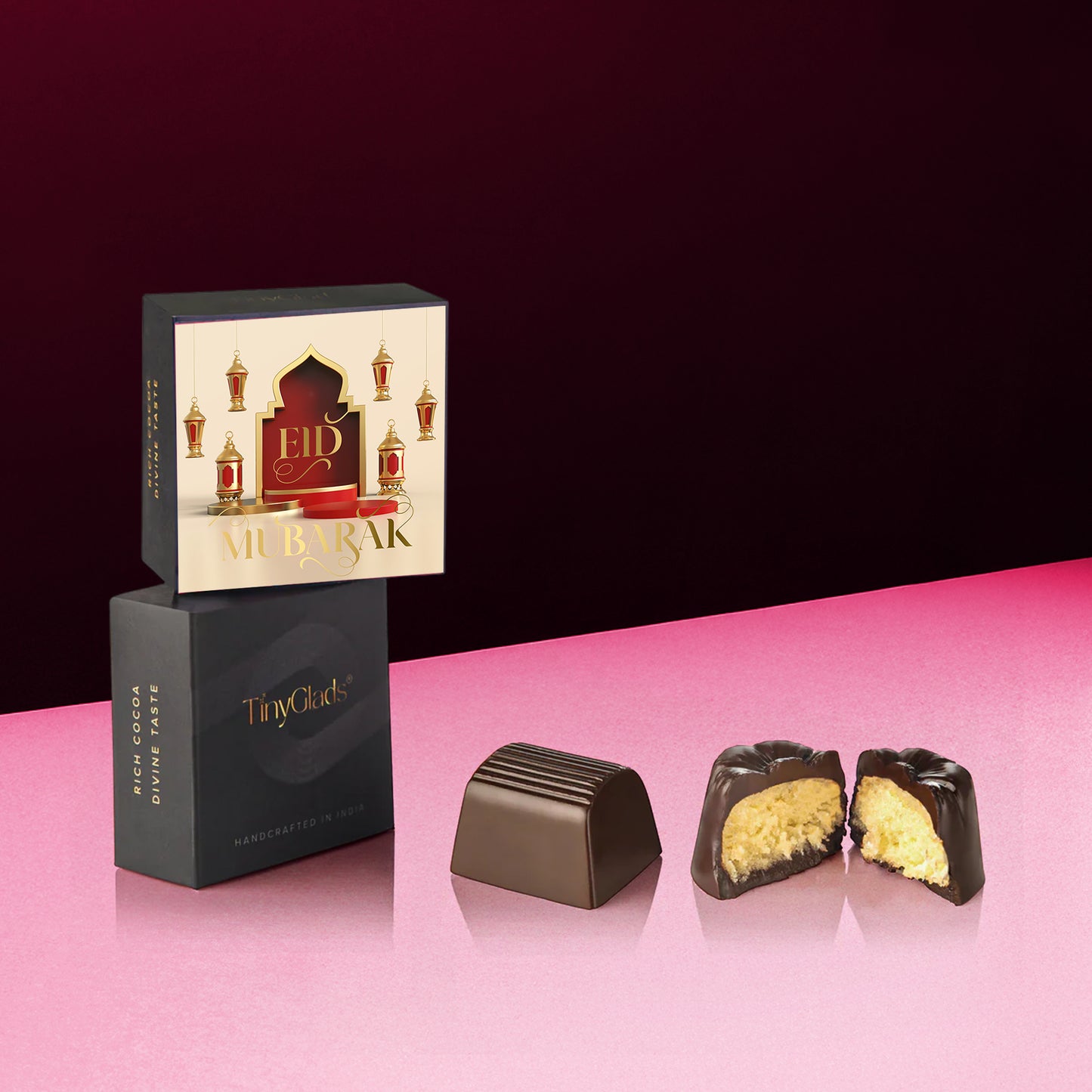 TinyGlads Eid Delight Chocolate Gift Box | 1 Chocolate Jar & 6 Handcrafted Truffles