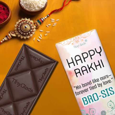 TinyGlads Bro-Sis Rakhi Chocolate Bar | Premium Festive Gift | 80g