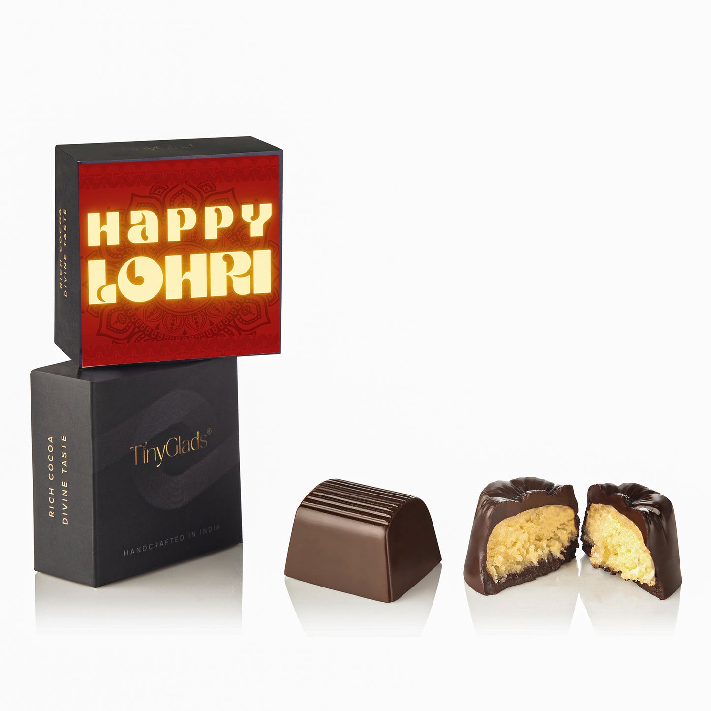 TinyGlads Lohri Delight Chocolate Gift Box | 6 Assorted Truffles & 1 Chocolate Jar