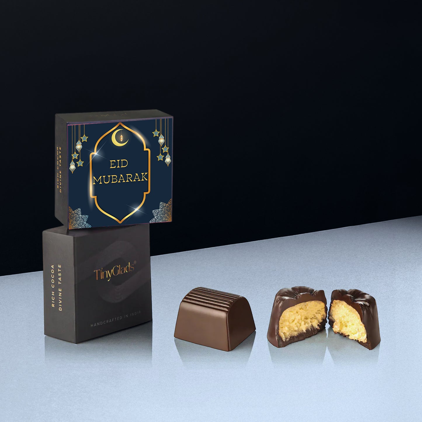 TinyGlads Eid Celebration Chocolate Gift Box | 1 Chocolate Jar, 1 Chocolate Bar & 6 Premium Truffles