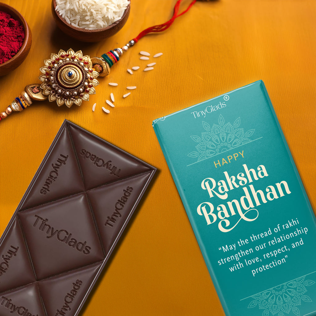 TinyGlads Raksha Blessings Chocolate Bar | Premium Festive Gift | 80g