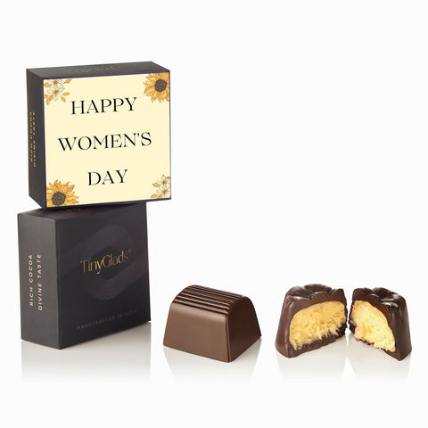 TinyGlads Women's Day Sunflower Chocolate Gift Box | 6 Assorted Center-Filled Truffles