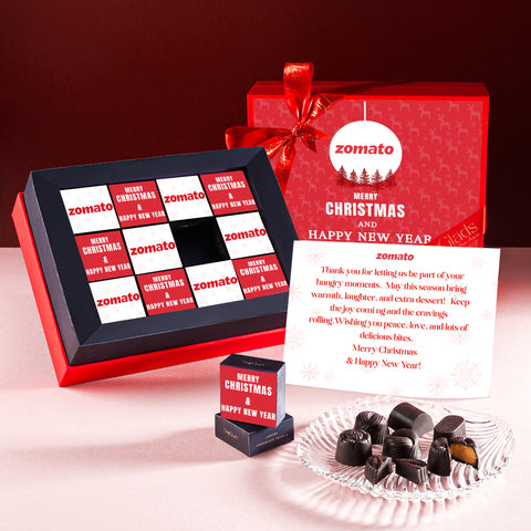 TinyGlads Personalized Corporate Christmas Chocolate Gift Box | 12 Custom Chocolates