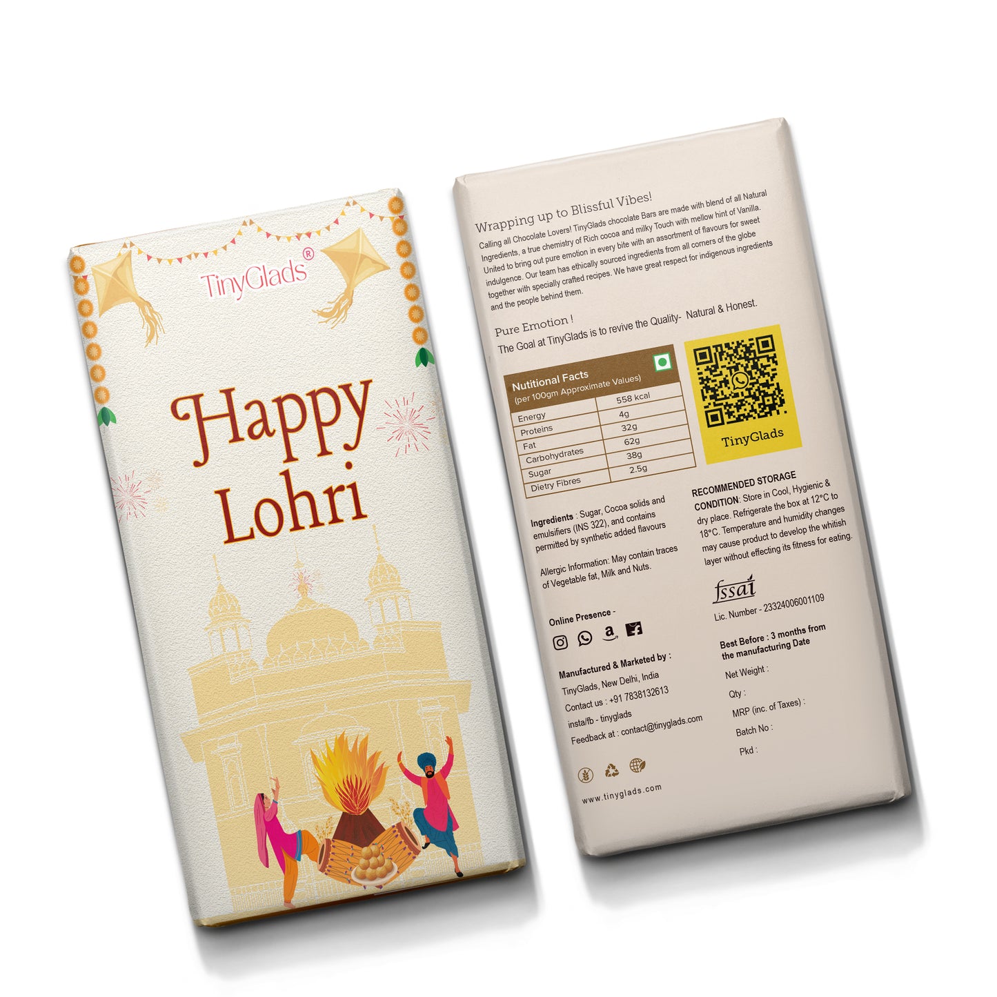 TinyGlads Lohri Greetings Chocolate Bar | 80g