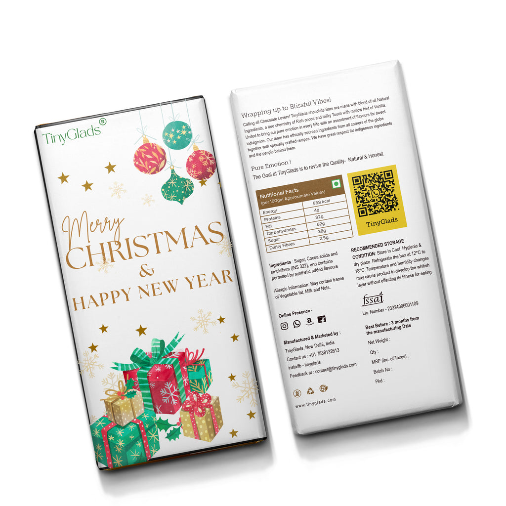 TinyGlads Winter Celebration Chocolate Bar | Holiday Edition | 80g