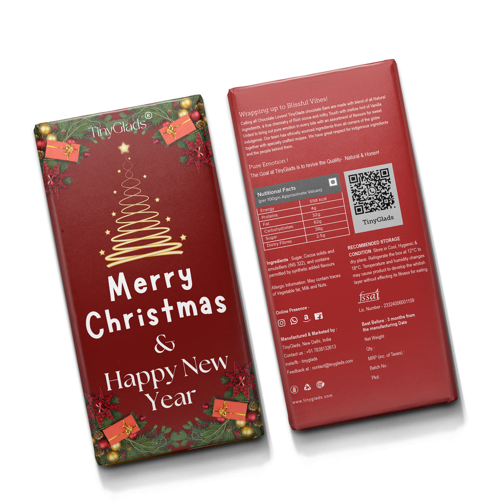 TinyGlads Festive Harmony Chocolate Bar | Christmas & New Year Edition | 80g