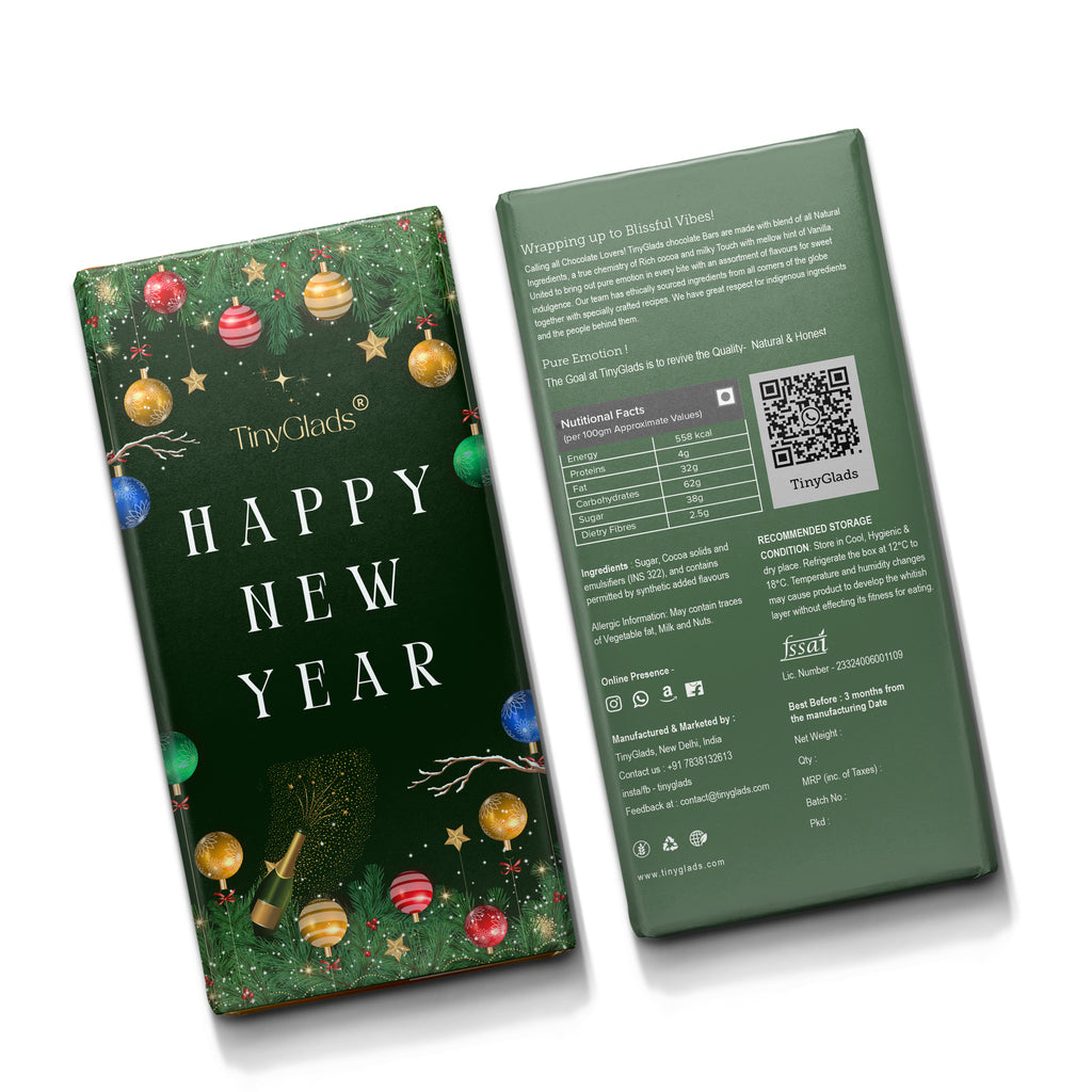 TinyGlads New Year Sparkle Chocolate Bar | Festive Collection | 80g