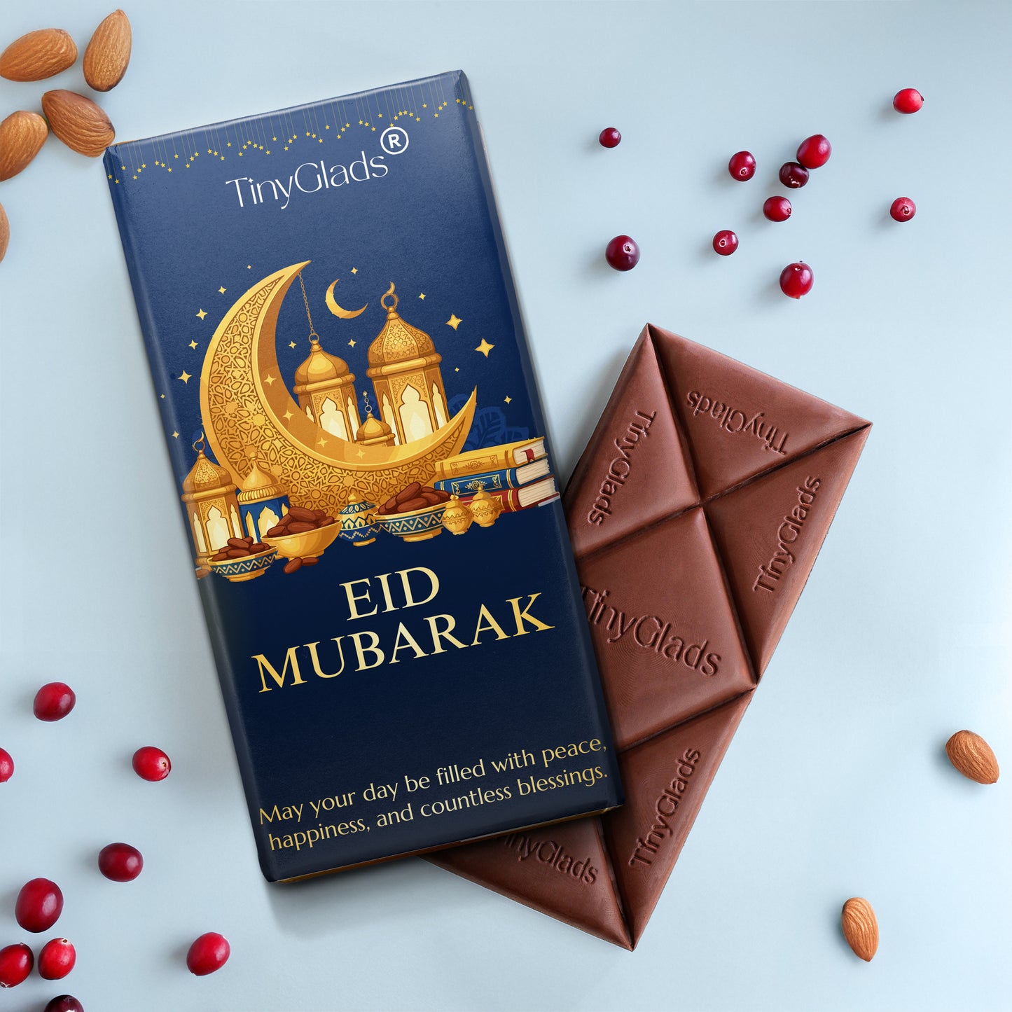 TinyGlads Eid Celebration Chocolate Gift Box | 1 Chocolate Jar, 1 Chocolate Bar & 6 Premium Truffles