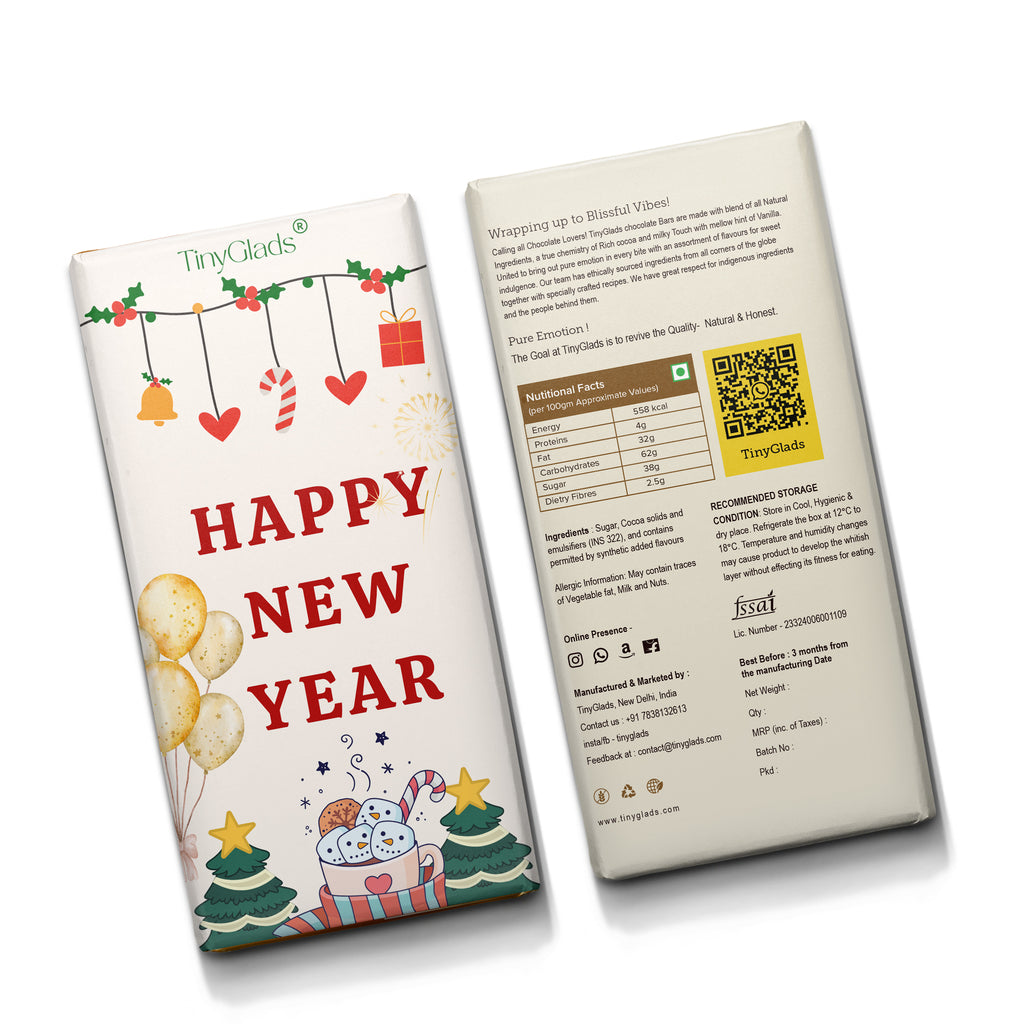 TinyGlads New Year Bliss Chocolate Bar | Festive Celebration Edition | 80g