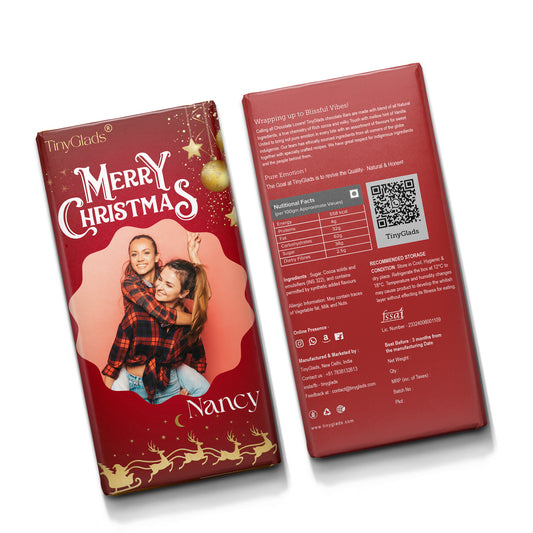 TinyGlads Festive Photo Chocolate Bar | Custom Gift | 80g