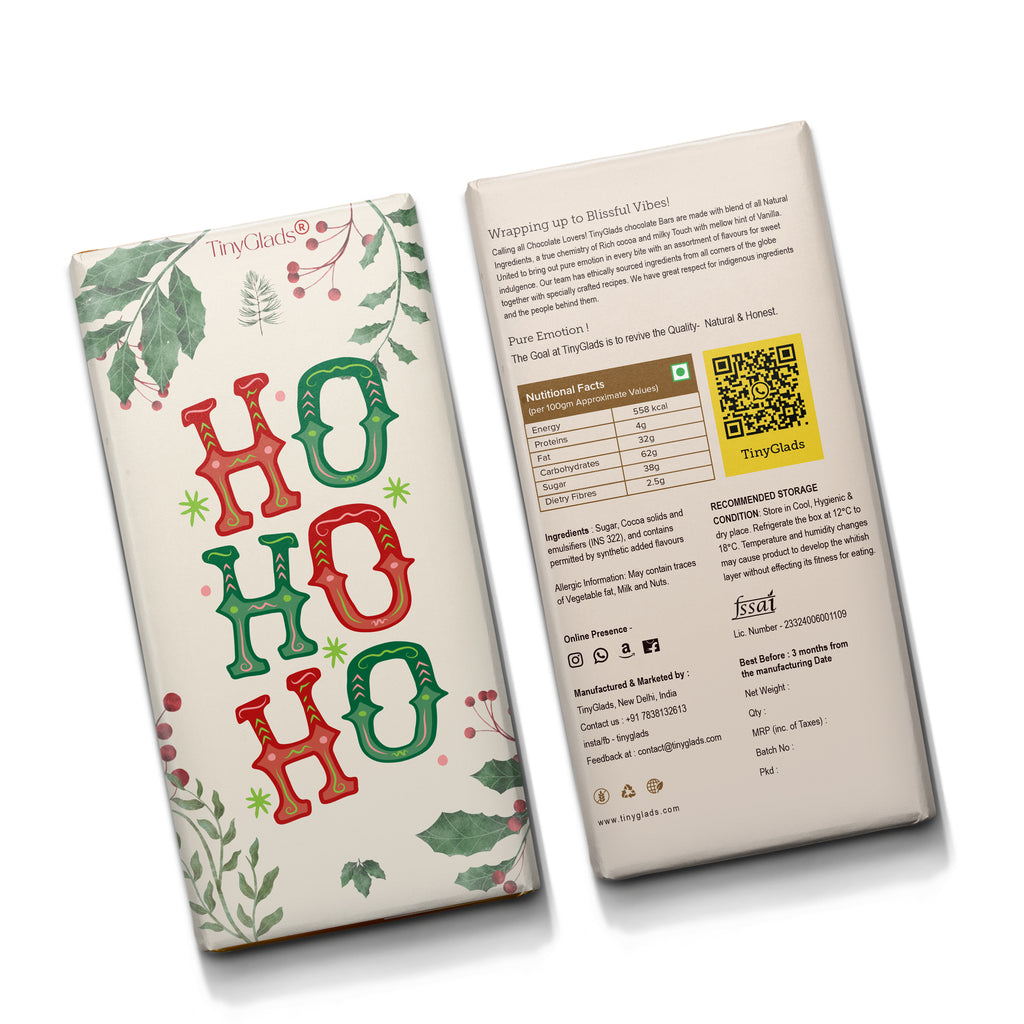 TinyGlads Holly Cheer Chocolate Bar | Holiday Edition | 80g