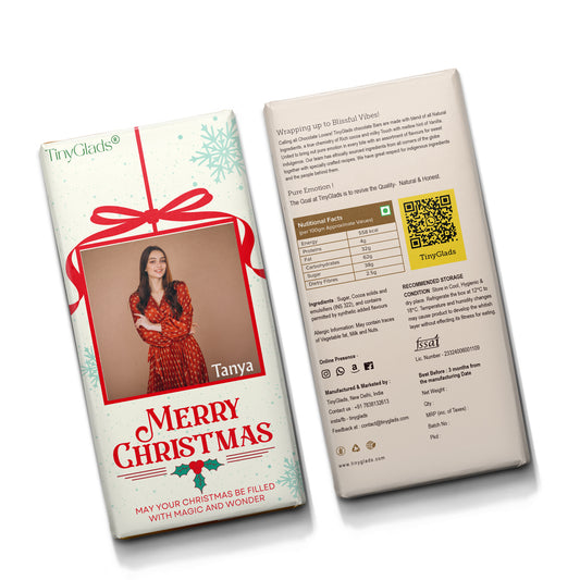 TinyGlads Merry Christmas Photo Chocolate Bar | Personalized | 80g