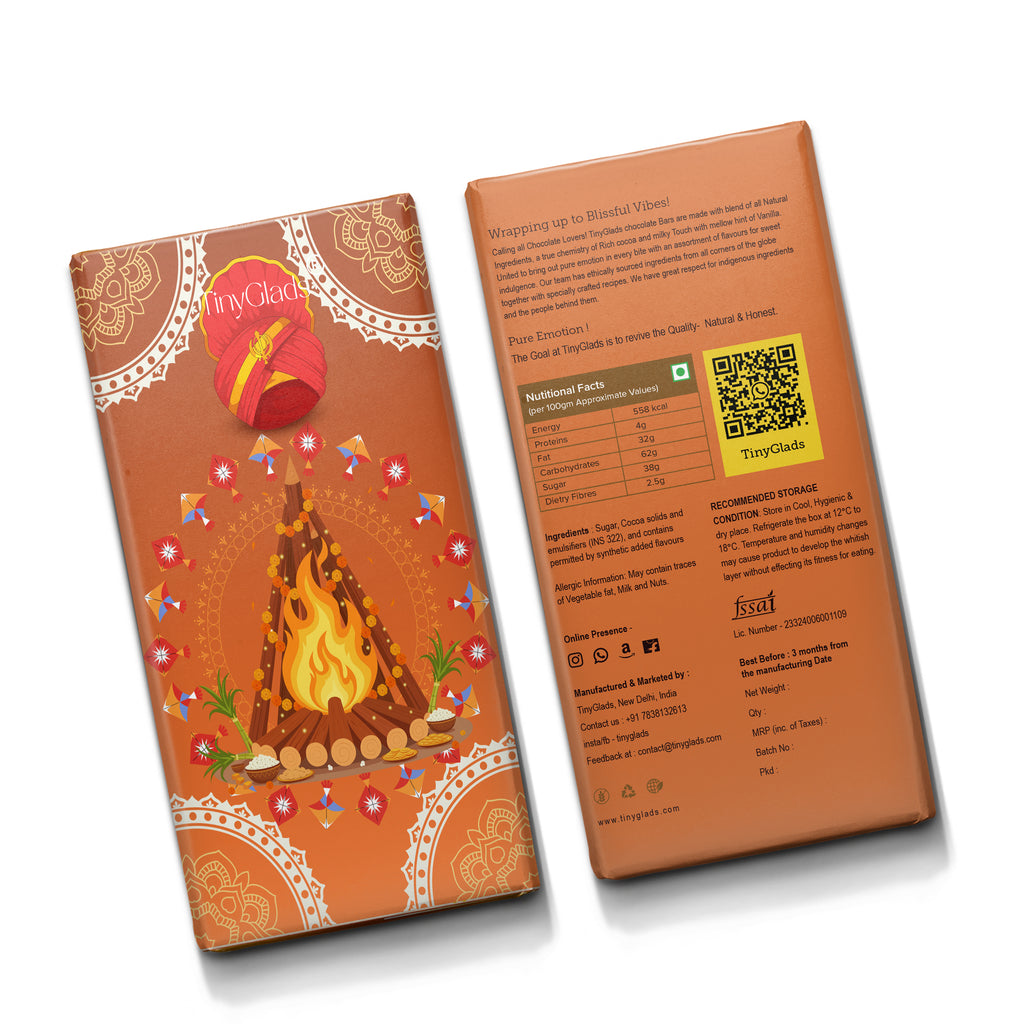 TinyGlads Lohri Celebration Premium Chocolate Bar | 80g