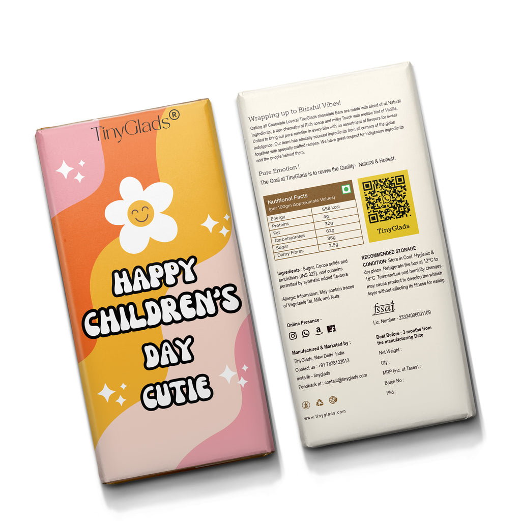 TinyGlads Happy Cutie Chocolate Bar | Children's Day Edition | 80g