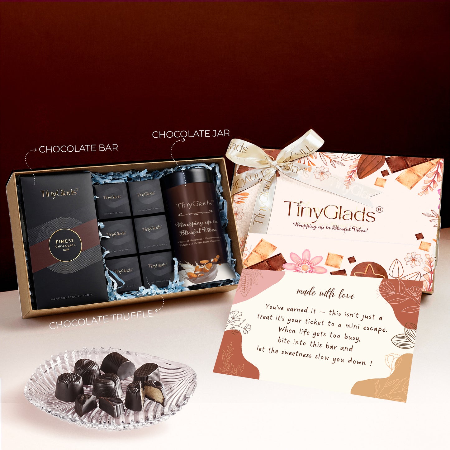 Gourmet Chocolate Hamper with Jar, Bar & 6 Truffles