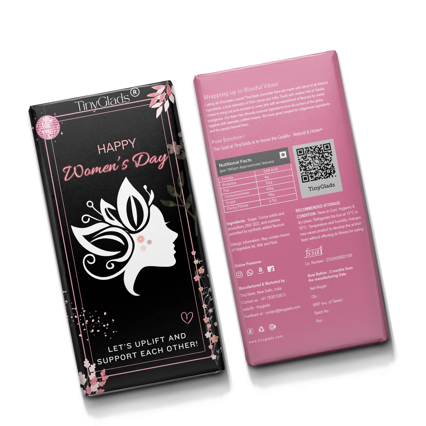 TinyGlads Grace in Bloom Chocolate Bar | Women's Day Edition | 80g
