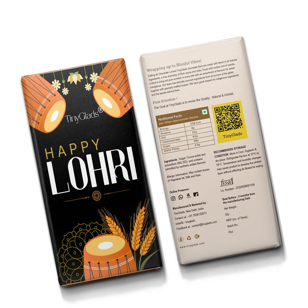 TinyGlads Happy Lohri Chocolate Bar | Almond & Cranberry