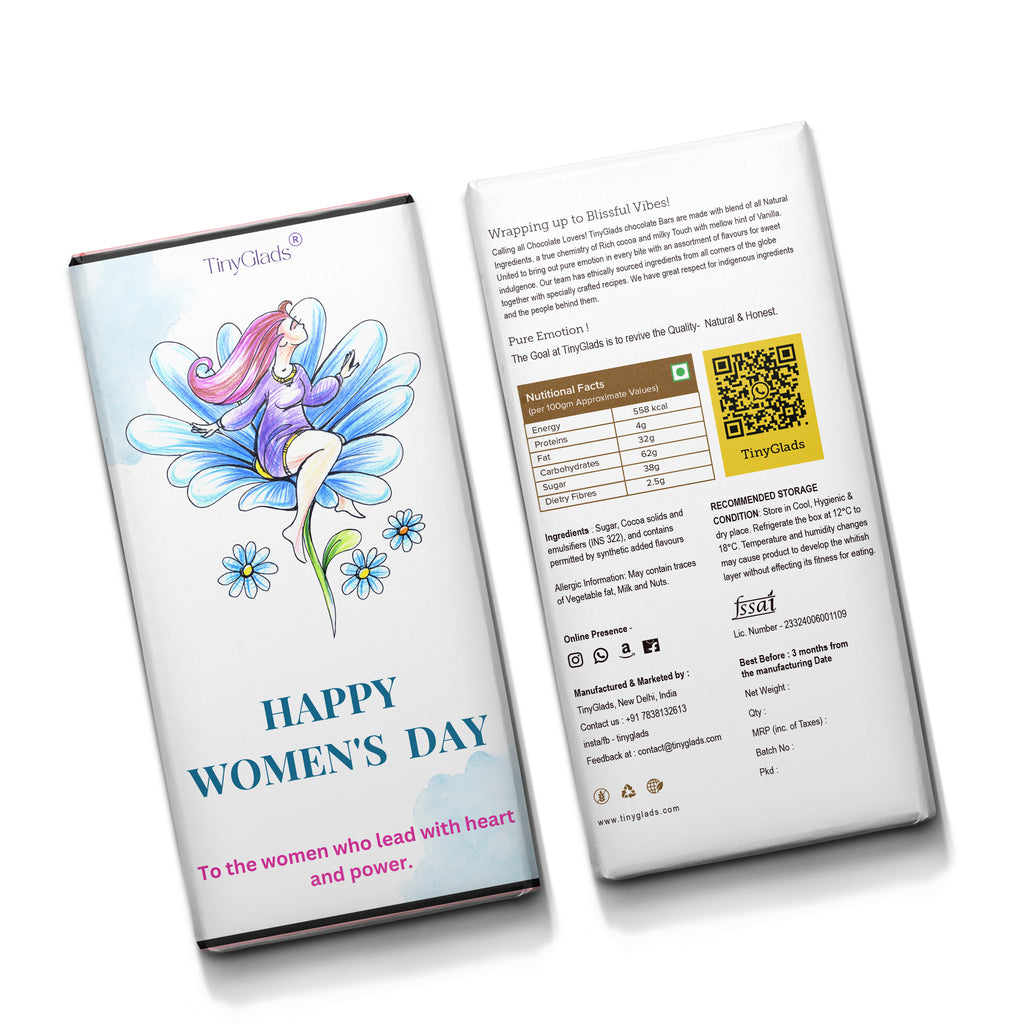 TinyGlads Happy Women's Day Chocolate Bar | 80g Premium