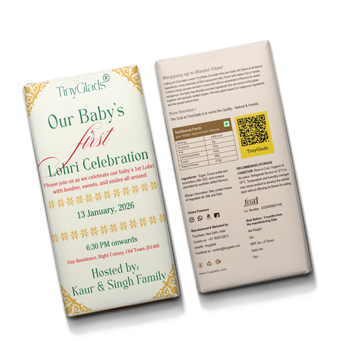 TinyGlads Personalized Baby's First Lohri Chocolate Bar | 80g