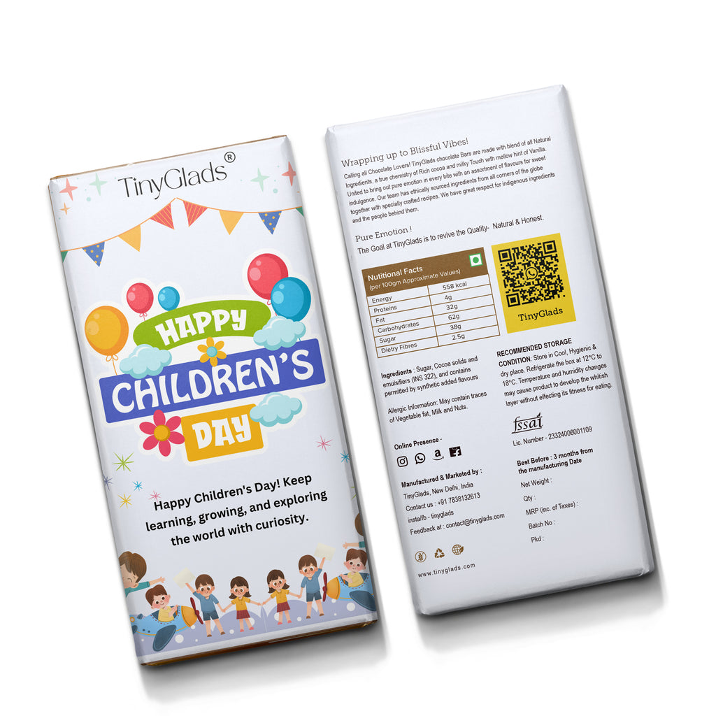 TinyGlads Happy Children's Day Chocolate Bar | Almond & Cranberry | 80g