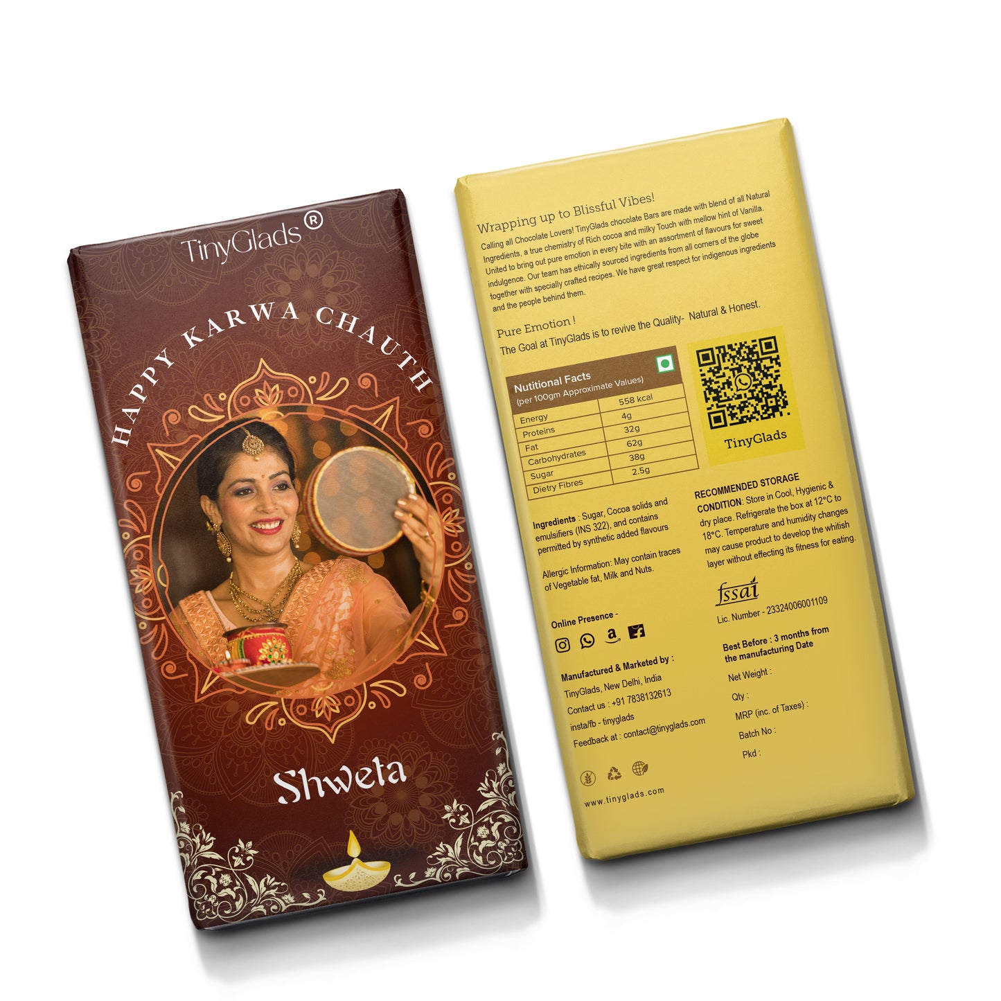 Personalised Karwa Chauth Chocolate Bar with Custom Photo