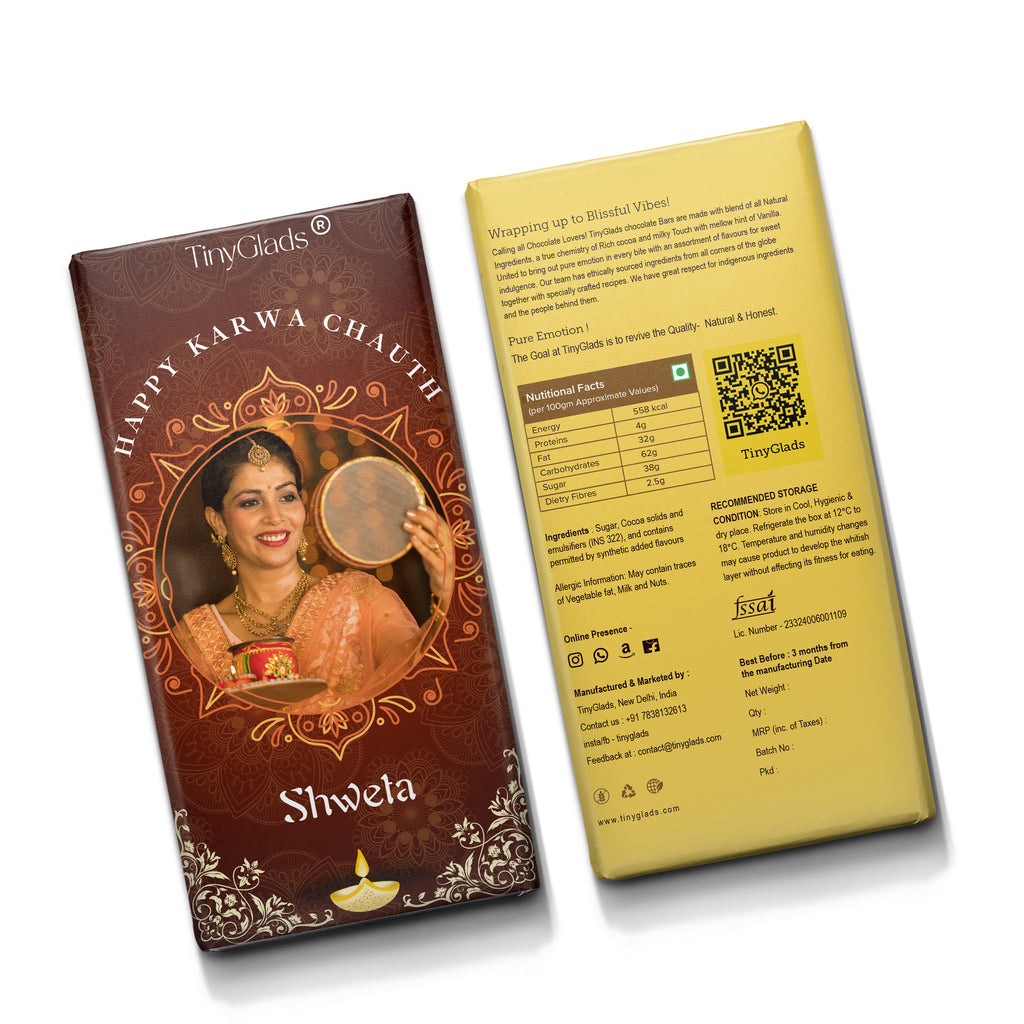 Personalised Karwa Chauth Chocolate Bar with Custom Photo