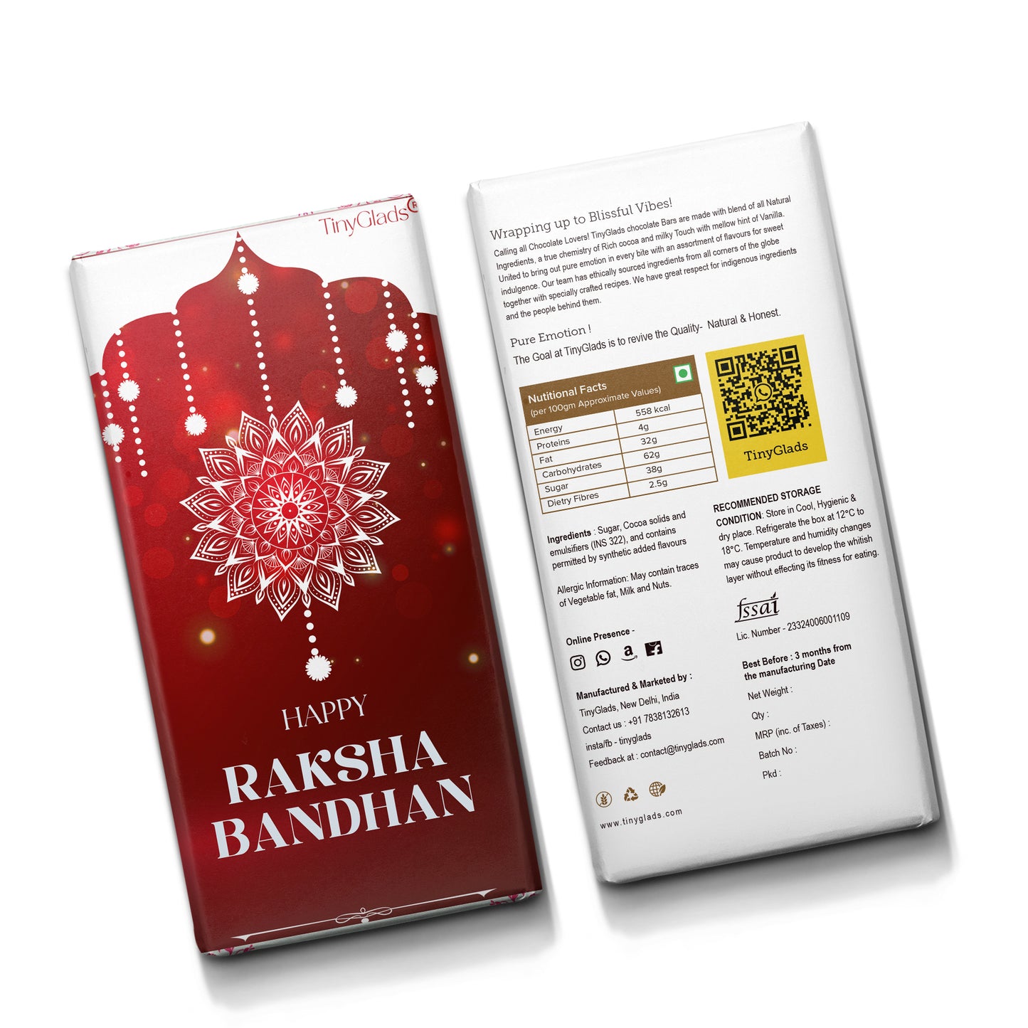 TinyGlads Rakhi Bliss Chocolate Bar | Almond & Cranberry | 80g
