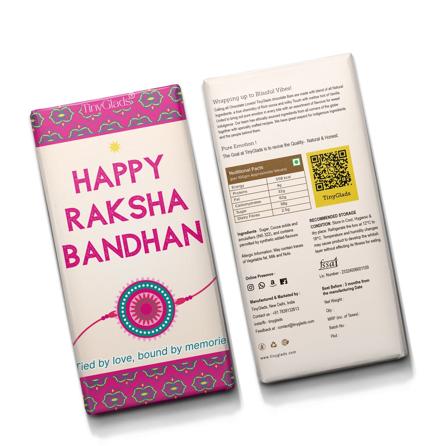 TinyGlads Raksha Bandhan Chocolate Bar | Festive Edition | 80g