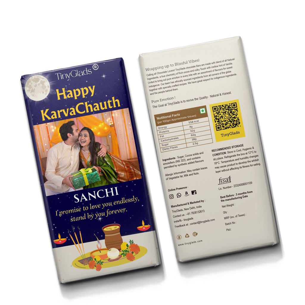 Custom Karwa Chauth Chocolate Bar with Couple Photo