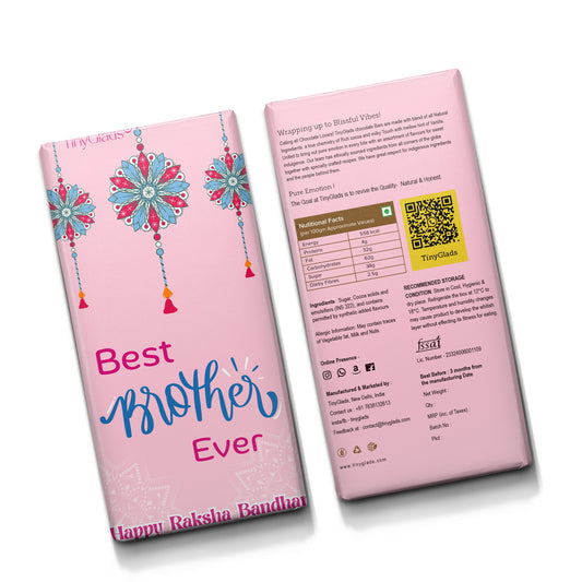 TinyGlads Best Brother Ever Chocolate Bar | Raksha Bandhan Special | 80g
